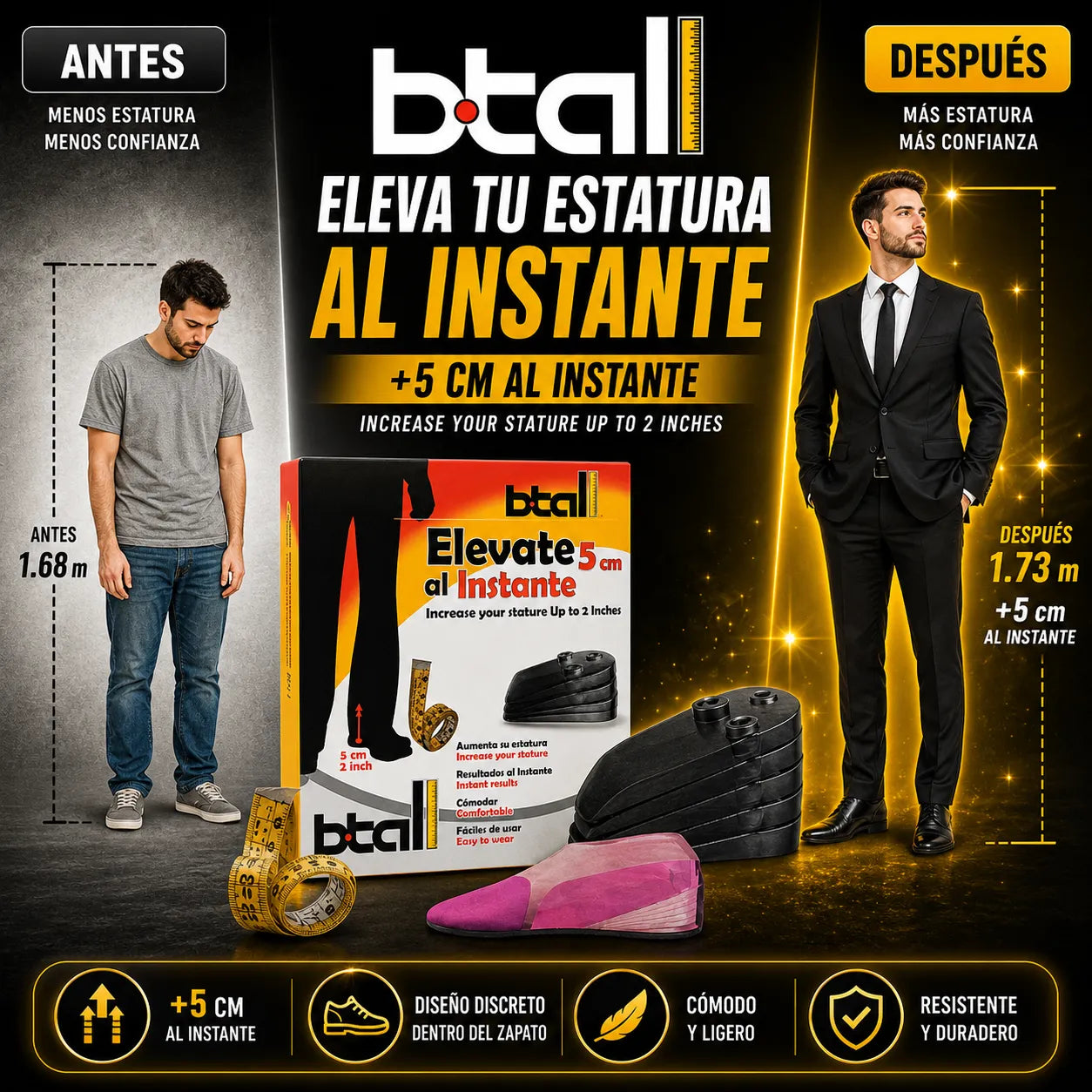 ¡Gana hasta 5 cm de altura al instante sin que nadie lo note!