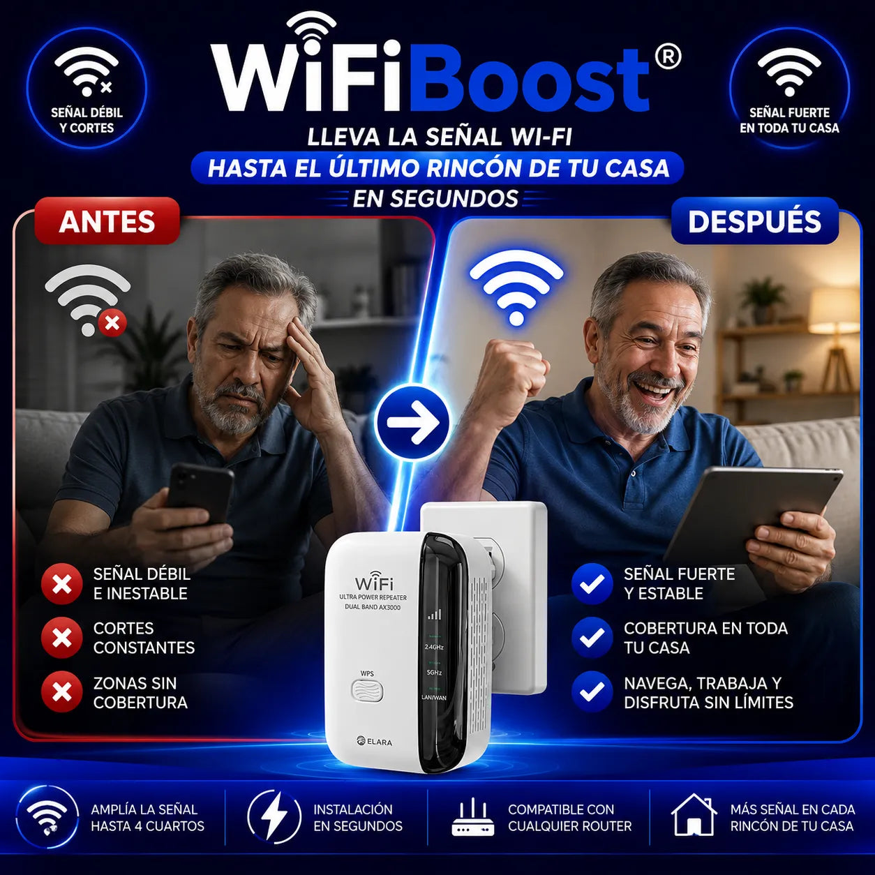 ¡Lleva la señal Wi-Fi hasta el último rincón de tu casa en segundos!