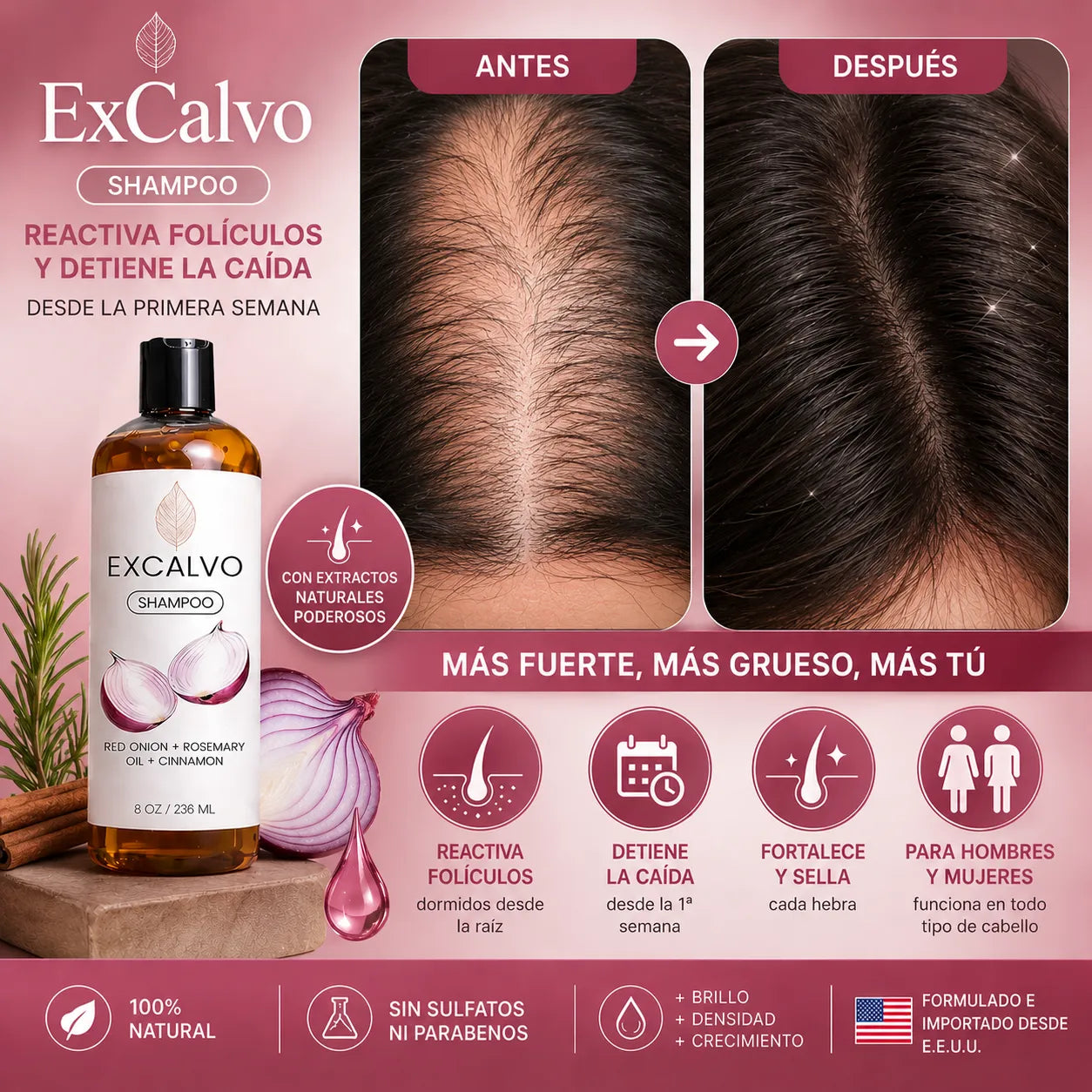 ¡El shampoo que reactiva folículos y detiene la caída desde la primera semana!