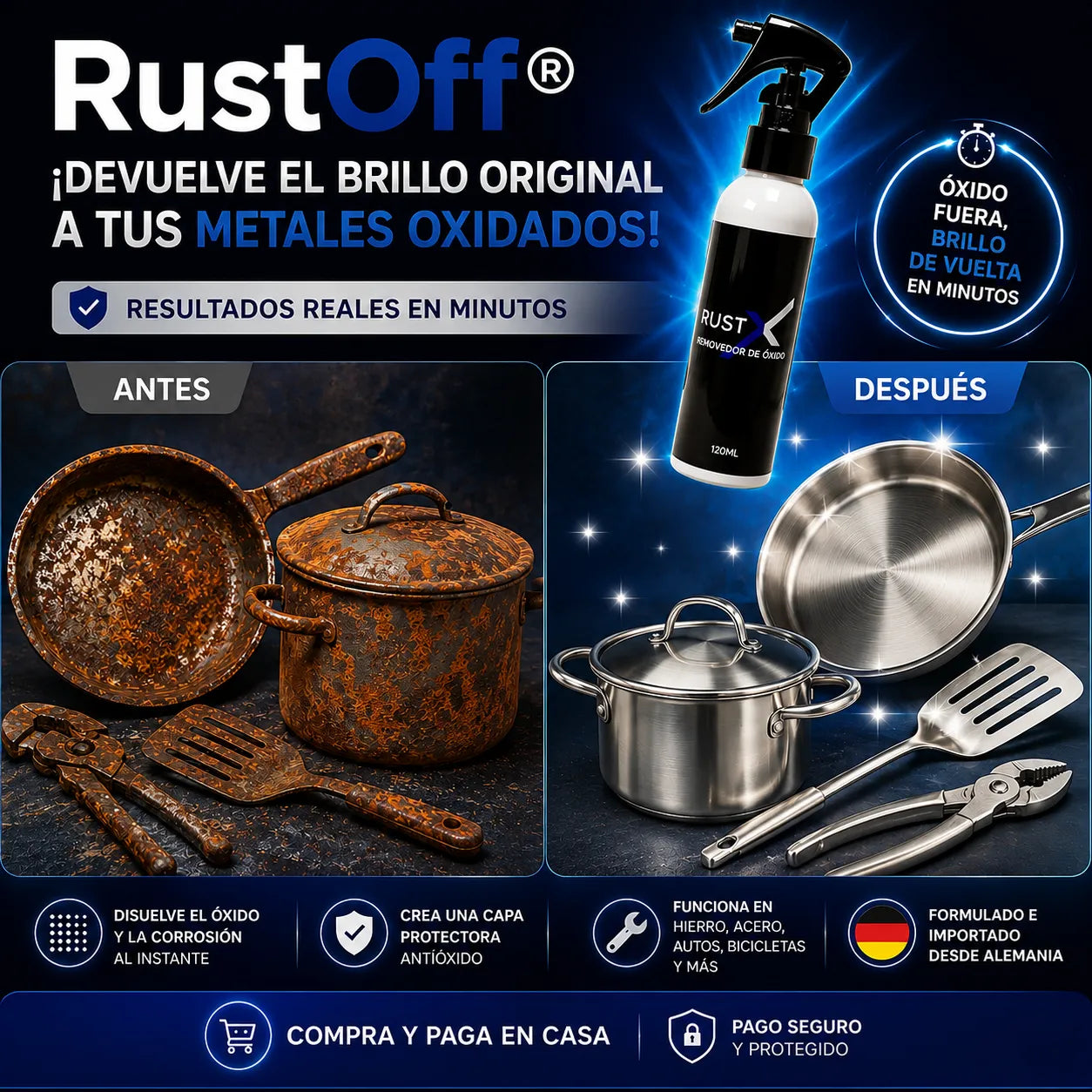 ¡Devuelve el brillo original a tus metales oxidados con un solo spray!