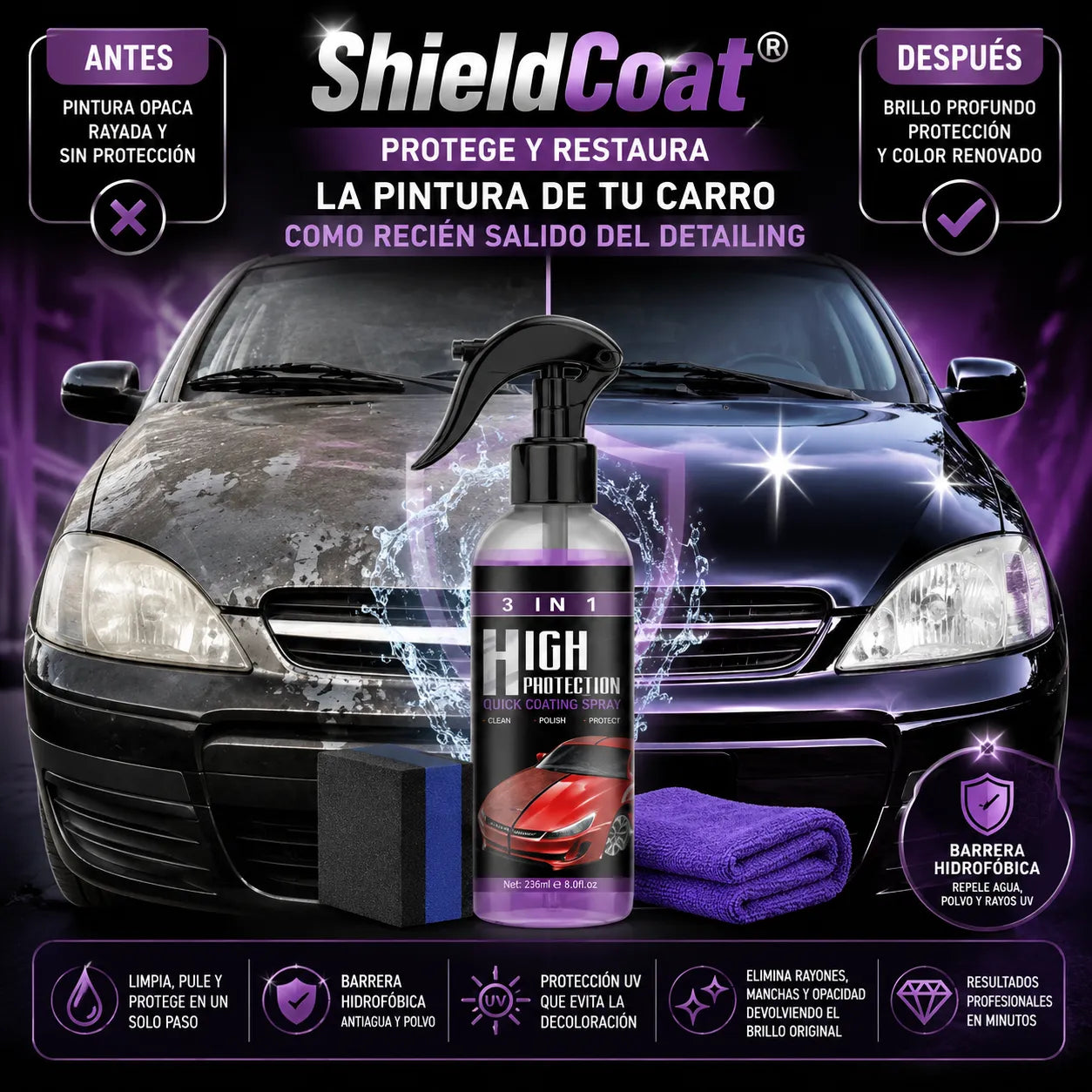 ¡Protege y restaura la pintura de tu carro como recién salido del detailing en minutos!
