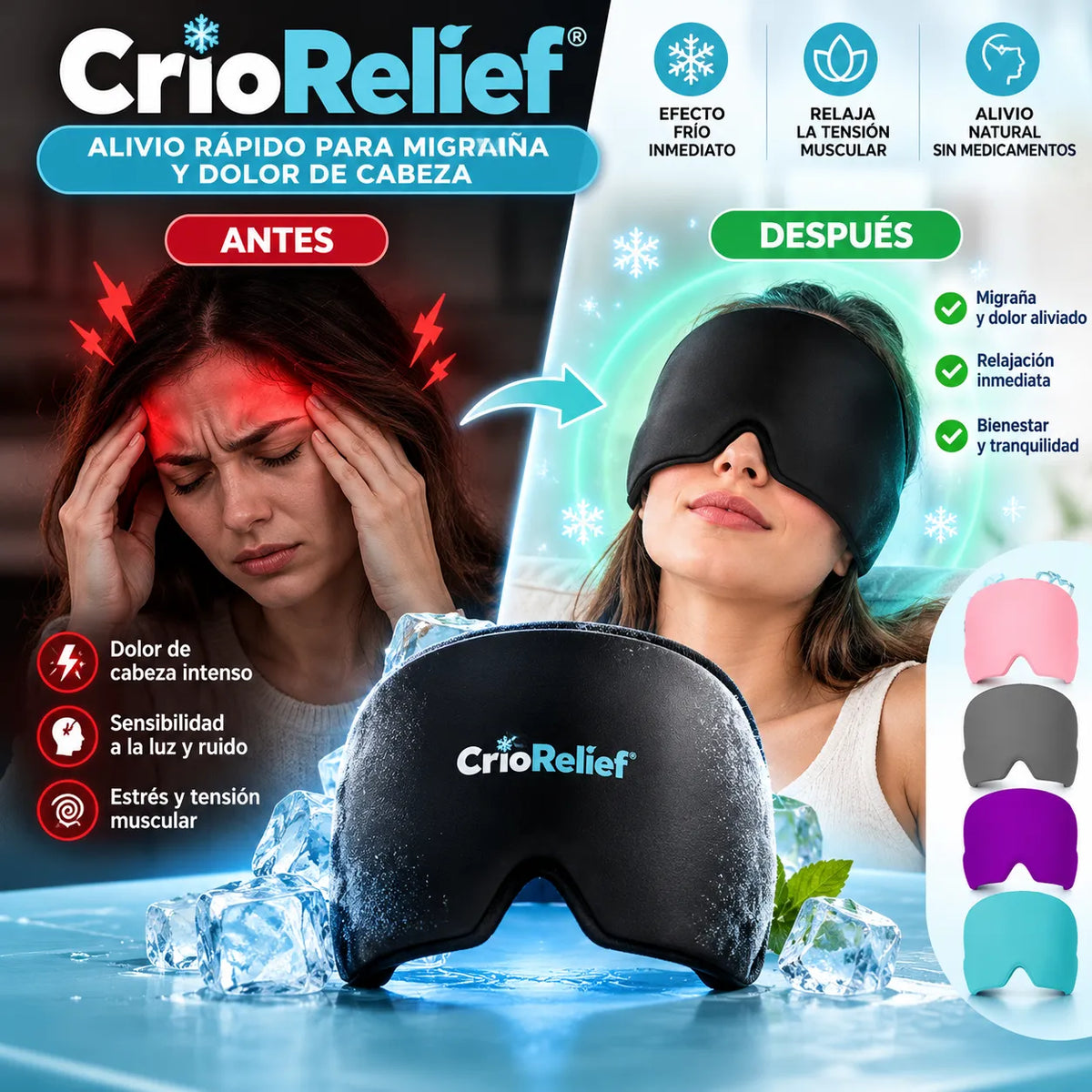 CrioRelief® - ¡Alivia la migraña y el dolor de cabeza en minutos!