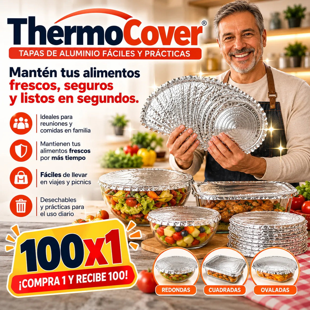 100x1 ThermoCover® - ¡Conserva el calor y la frescura de tus alimentos por horas!