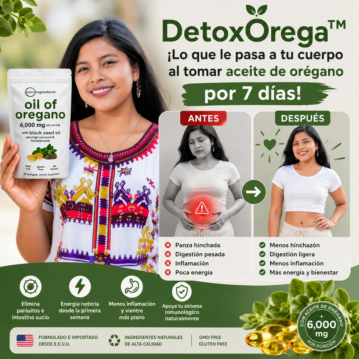 DetoxOrega™ - ¡Lo que le pasa a tu cuerpo al tomar aceite de orégano por 7 días!