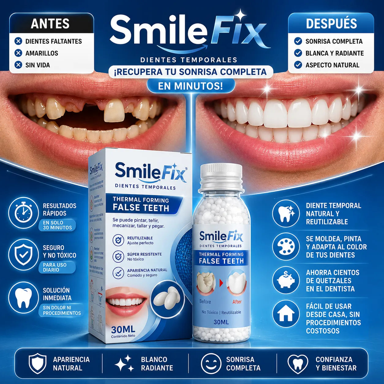 SmileFix® - ¡Recupera tu sonrisa completa en minutos sin dentista ni procedimientos costosos!
