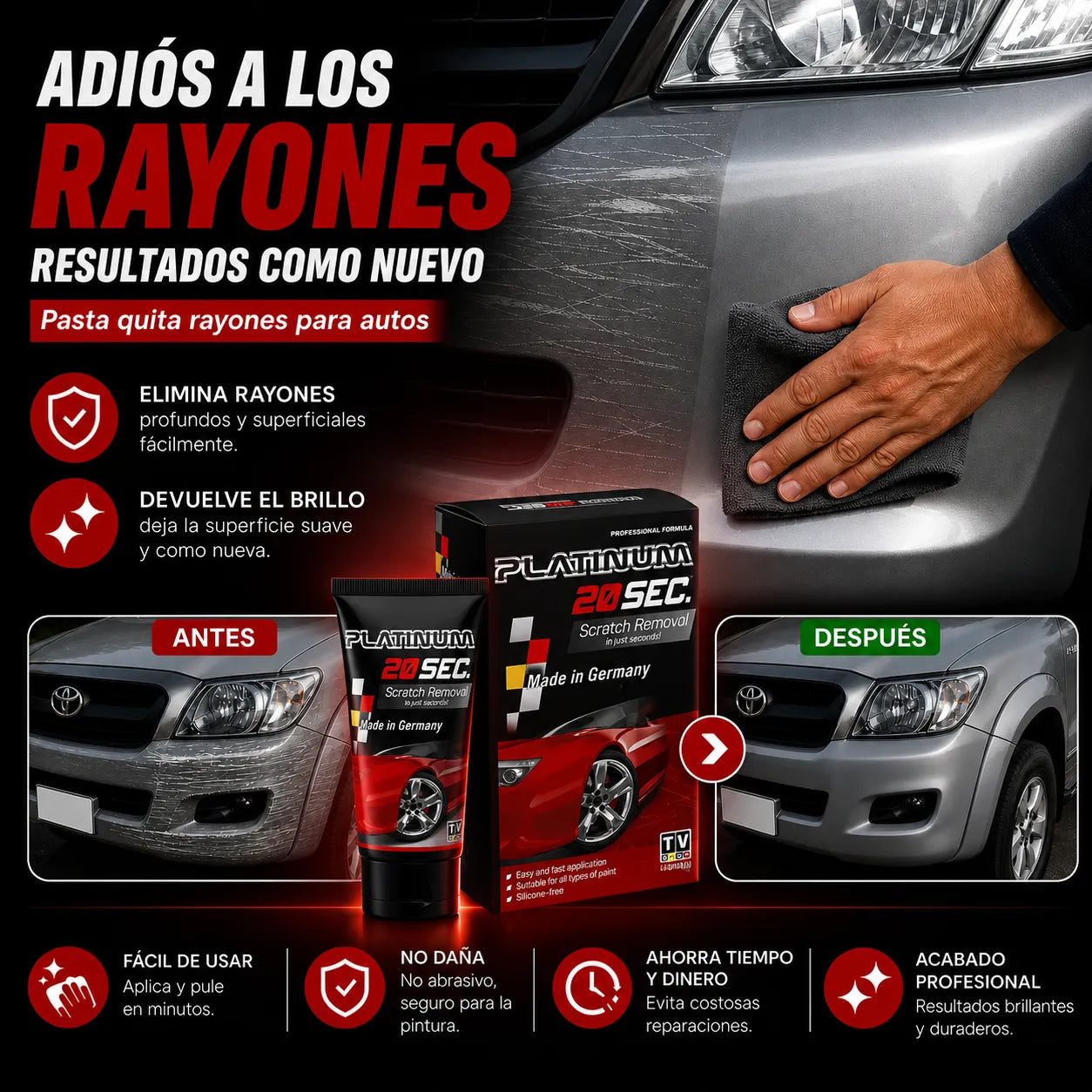 Crema Mágica Restauradora - ¡Elimina rayones de tu auto en 20 segundos!