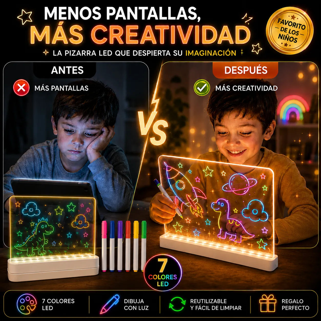 ¡La pizarra mágica neón que despierta la creatividad de tus hijos con luces de colores!