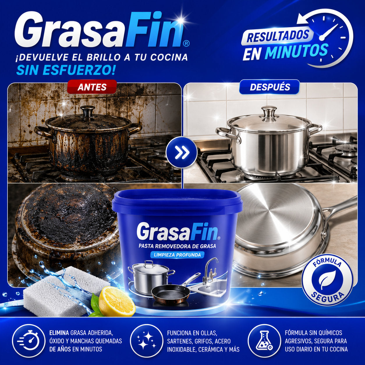GrasaFin® - ¡Devuelve el brillo a tus ollas y cocina sin esfuerzo!