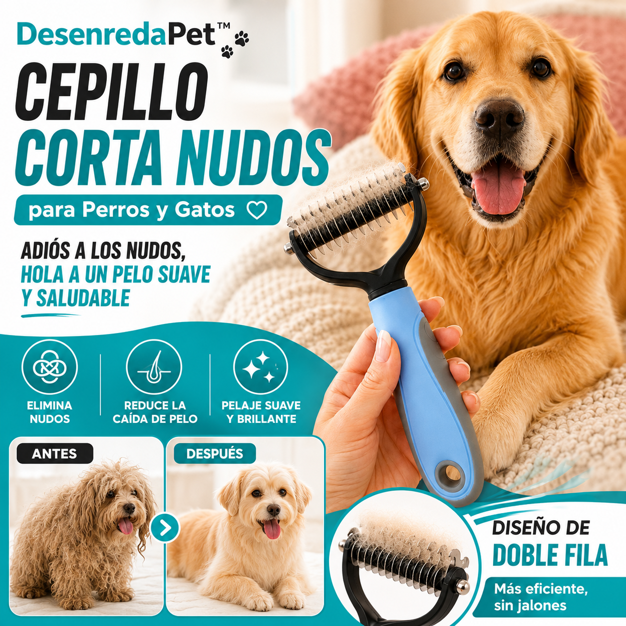 ¡Deja el pelaje de tu mascota muy suave desde el primer uso!