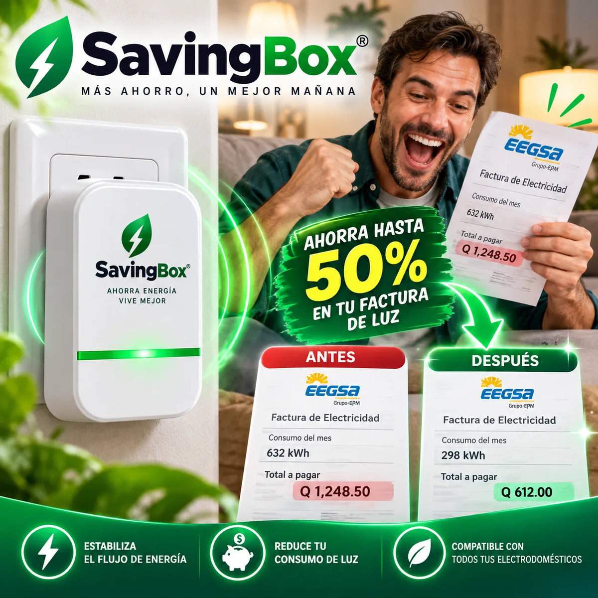 SavingBox® - ¡Enchufa, ahorra y paga hasta 50% menos luz cada mes!