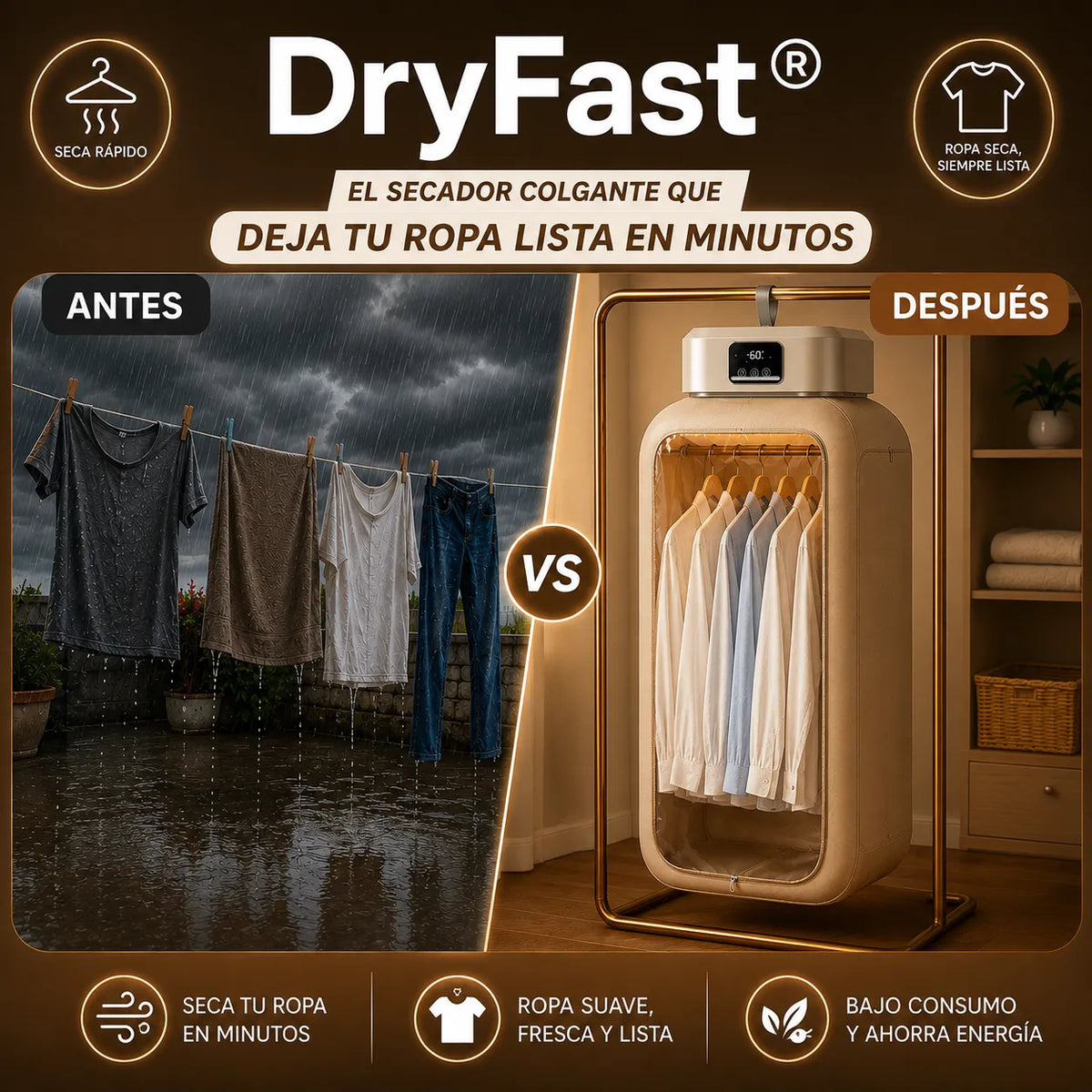 DryFast® — ¡El secador colgante que deja tu ropa lista en minutos!